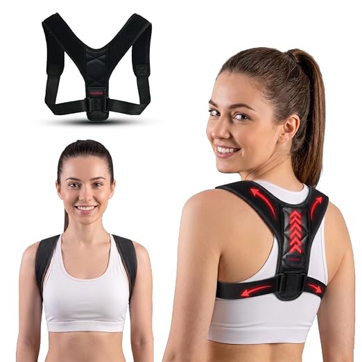 FLEXIOR Posture Corrector for Women and Men, Adjustable Back braces for Upper & Mid Spine Support, Comfortable Back Straightener posture corrector for Back with Carry Bag