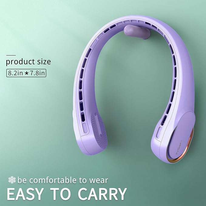 FrSara Neck Fan, Portable Personal Fan Strong Wind, 4000mAh, 360° Cooling | Air Volume, No Hair Twisting, Air Volume On 2 Sides, Non-Slip, Quick Charge, Long Use Time, Gift for Women, Men, Birthday