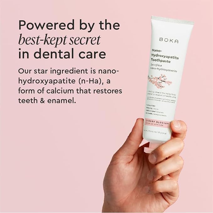 Boka Fluoride Free Toothpaste, Nano Hydroxyapatite Toothpaste, Appropriate for Sensitive Teeth - for Adult Oral Care - Cherry Blossom Flavor, 4 Fl Oz 1Pk