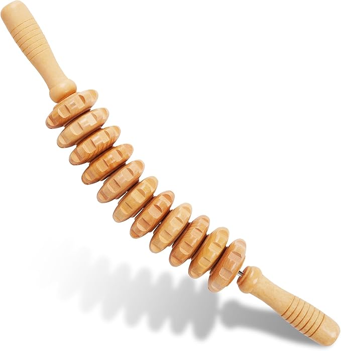 Liitrton Wooden Massage Roller for Legs, Curved Massage Roller Stick | Smooth Body Roller, Wood Therapy Massage Tools for Trigger Points Relief, Sore Muscle Recovery