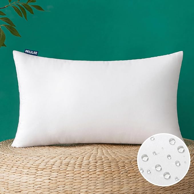 MIULEE 16x24 Inch Outdoor Pillow Insert Waterproof Decorative Throw Pillow | Rectangle Garden Pillow Form for Patio Sofa Couch