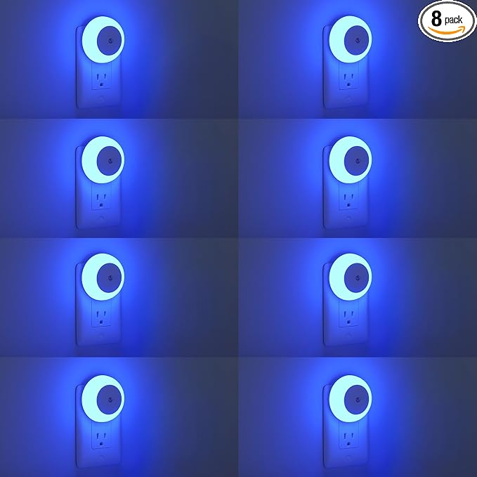 fesnne Night Light, Night Lights Plug into Wall, Dusk to Dawn Sensor, Blue Led Night Light 0.5W, 8 Pack Nightlight for Adults, Bedroom, Bathroom, Hallway, Kitchen