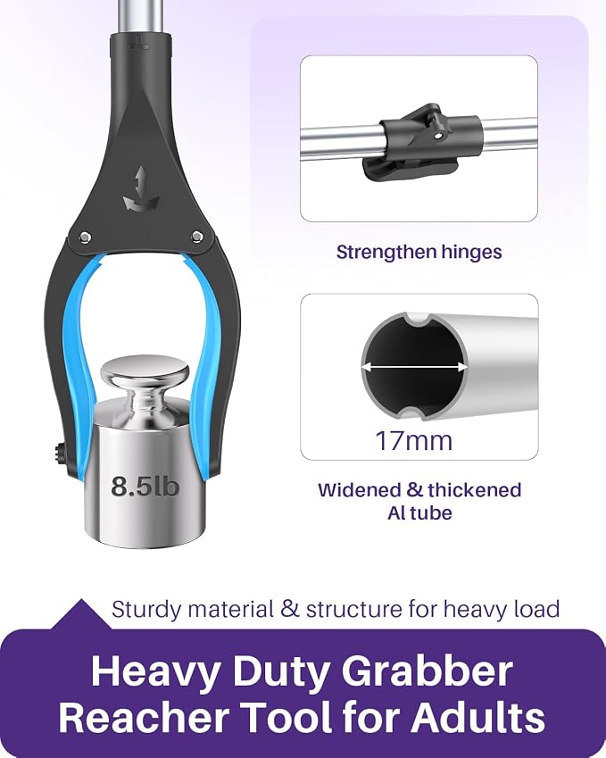 KEKOY Grabber Reacher Tool Heavy Duty, 36 Inch Foldable Grabber for Seniors | Reacher Grabber Pickup Tool, 8.5LB Load Capacity, Reinforced Aluminum Shaft, 4" Wide Claw, 360° Rotating Jaw, Magnetic Tip