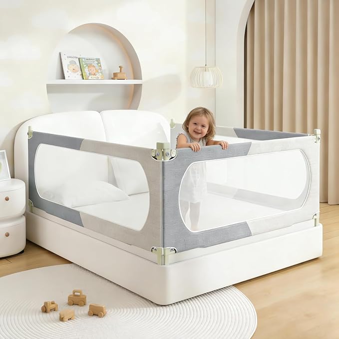 Bed Rail for Toddlers King Mattress Size Swing Down Side Rail Guard Rail for Kids