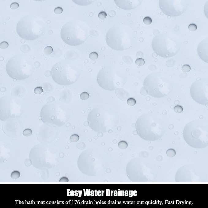 Bathtub and Shower Mats, 28 x 15 Inch Non-Slip Bath Mat, Machine Washable Bath Tub Mat with Suction Cups & Drain Holes for Bathroom, Beige