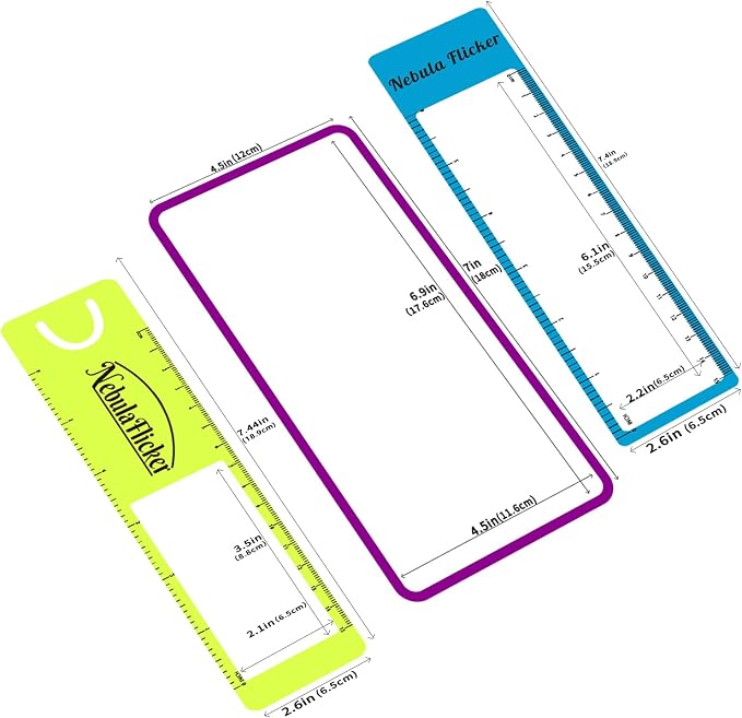 3 PCs Magnifying Sheet Lightweight Page Magnifier for Reading 3X Fresnel Lens with 3 PCs Magnifying Ruler and 3 PCs Magnifying Bookmark for Low Vision & Seniors