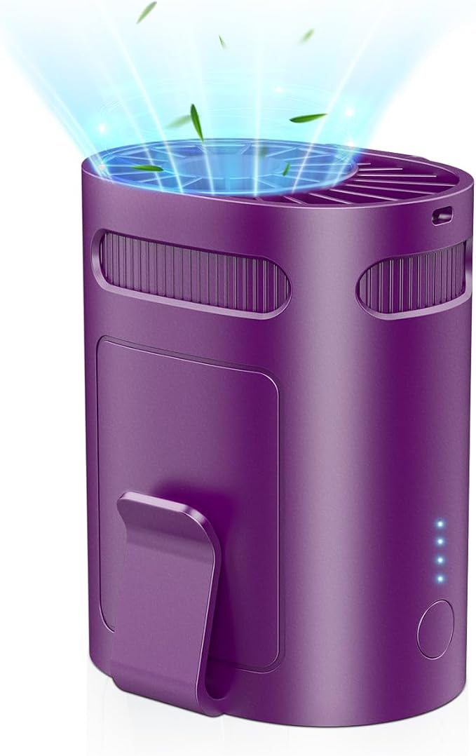 Portable Fan Rechargeable Waistband-Compact Lightweight Waist Fan Clip On Undershirt Pant Belt Pocket,Purple Noiseless Personal Cooling Fans Hangs for Your Neck,Waist Band Body AC for Woman Man Kid