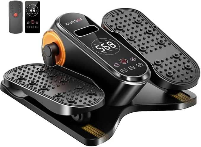 Under Desk Elliptical Machine, Electric Seated Pedal Exerciser, Min Leg Exerciser with Remoter, 12 Level Speeds, Forward & Reverse Direction, Manual & Auto Mode for Home Office