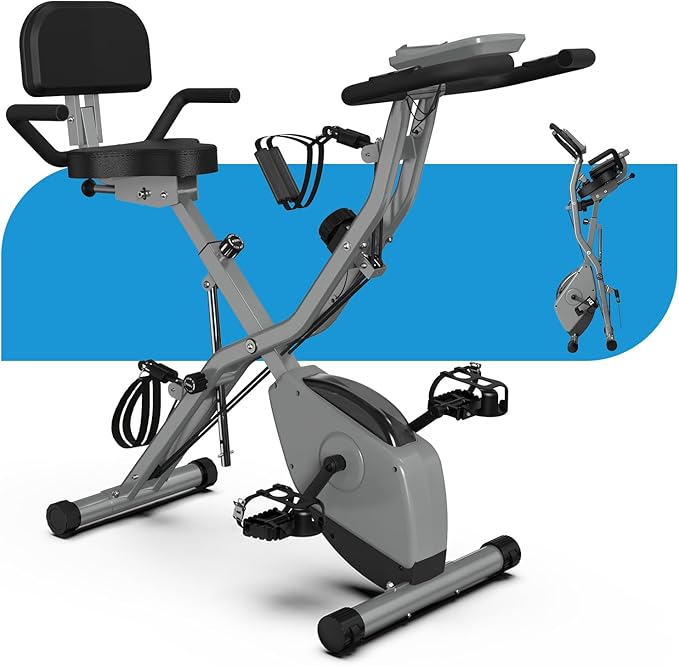 Foldable Exercise Bike for Small Apartments, Stationary Bikes for Home, Indoor Portable Cycling Bike with 16-Level Magnetic Resistance, 260LBS Capacity, 5.5 LBS Flywheel, for Small Space Workout 816