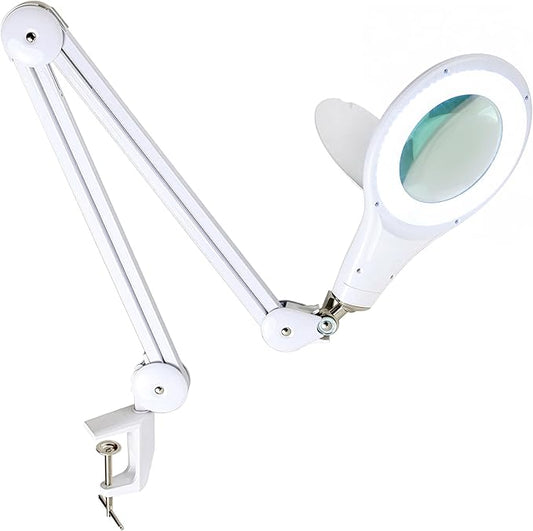 Brightech LightView PRO Magnifying Desk Lamp, 2.25x Light Magnifier, Adjustable Magnifying Glass with Light for Crafts, Reading, Close Work - White