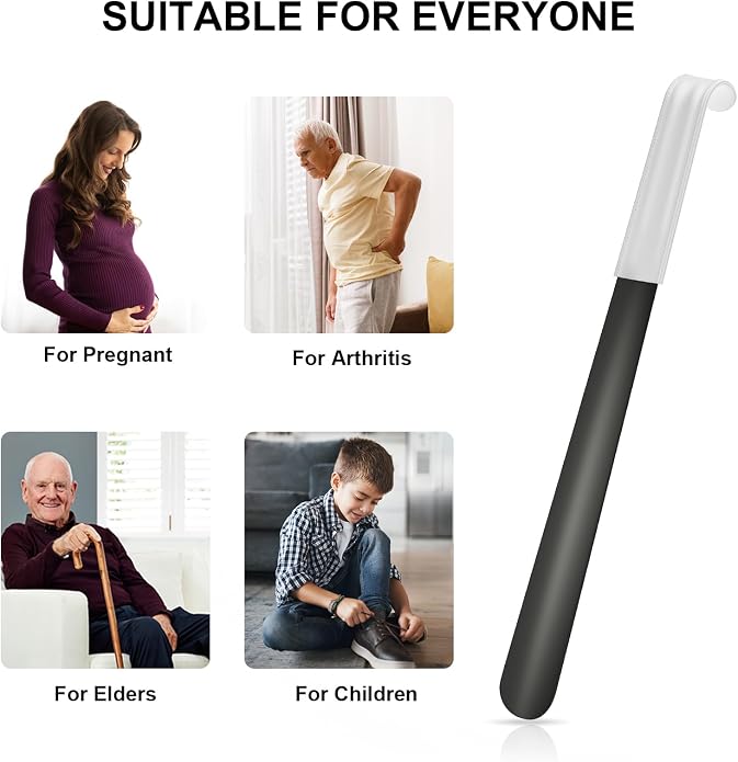 16.5 Inch Long Handle Shoe Horn for Seniors Men Women Kids, Metal Shoe Horns for Boots
