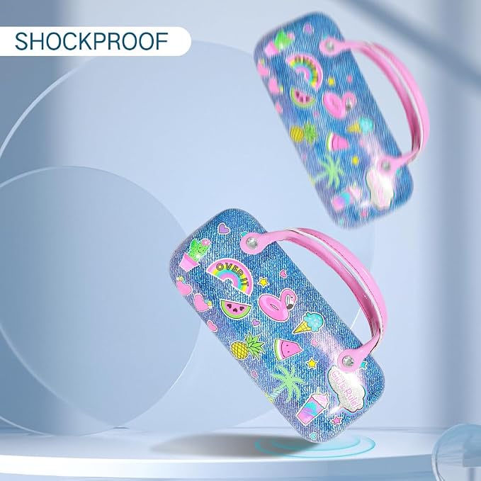 PERFECTSIGHT Hard Shell Eyeglasses Case, PU Leather Protective Glasses Case, Cute Eyeglass Case for Women Men Girls