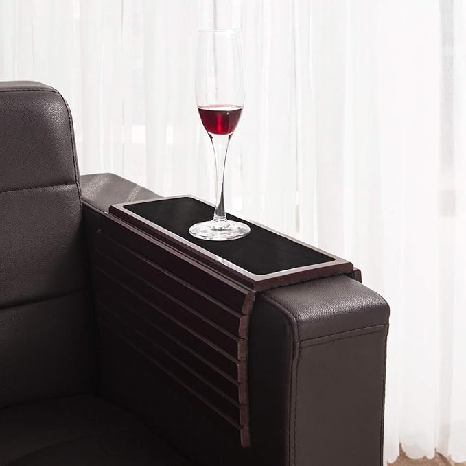 GEHE Couch Arm Tray Table, Flexible/Foldable Sofa Armrest Tray, Couch Armrest Table Cup Holder Great for Drinks Snacks Remote Control, Portable Side Table and Anti-Slip Bottom