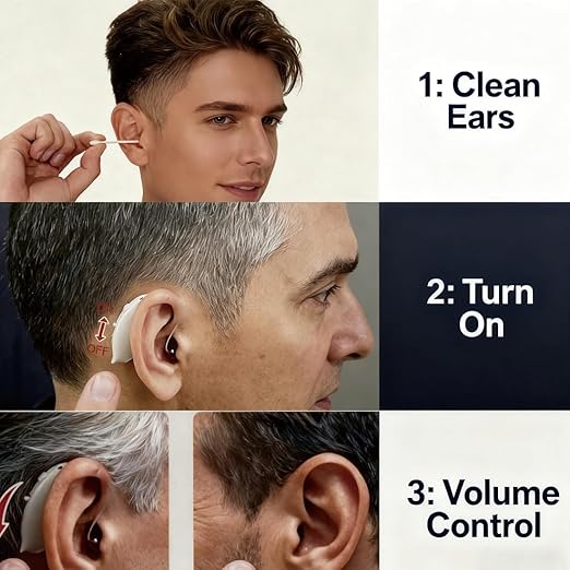 Hearing Aids Rechargeable for Seniors, Lightweight Hearing Amplifiers for Adults Hearing Loss with Noise Cancelling,Portable Behind-the-Ear Hearing Aid Headphones Charging Case Stepless Volume Control