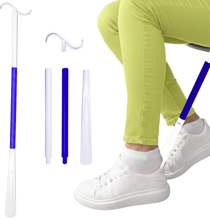 Ultimate Dressing Aid: 35.5-Inch-Long Handle Shoe Horn & Sock Remover – Adjustable Mobility Aids for Shoes, Socks, Shirts, Pants Ideal for Seniors & Disabled with Comfortable Sock Removal Aid