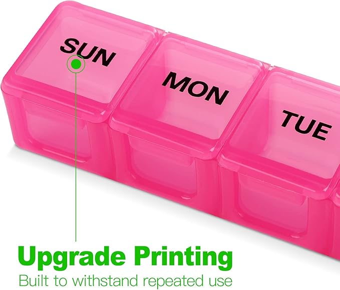 Pink XL Extra Large Weekly and Daily Pill Organizer for Pills/Vitamin/Fish Oil/Supplements (Pink)