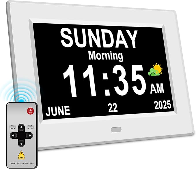 11'' Large Display Digital Clock for Seniors, Digital Calendar Alarm for Elderly Clock with Date Day of Week 12 Alarms 4 Colors Desk Wall Clocks for Memory Loss Alzheimers Dementia Auto DST/Dimmer