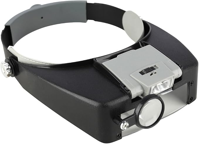 Headband Magnifier with Light，Glasses for Close Work,10X | Loupe Visor for Repair,Crafts, Hobby，Jewelers，hands free magnifying glasses with light,miniature painting magnifier