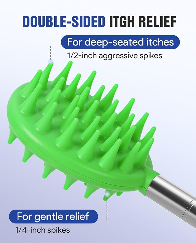 Telescoping Back Scratcher with 5 Detachable Heads, Gifts for Men Dad Green | 10-31'' Reach,Stainless Steel, Non-Slip Grip, Birthday Gifts for Men Women, Christmas Stocking Stuffers, White Elephant Gifts