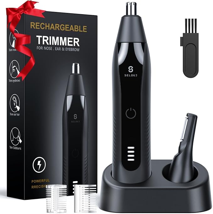 Ear and Nose Hair Trimmer for Men, 2026 Professional Painless USB Rechargeable Eyebrow & Facial Electric Hair Trimmer for Men Women, Powerful Motor, Dual Edge Blades, IPX7 Waterproof Easy Clean