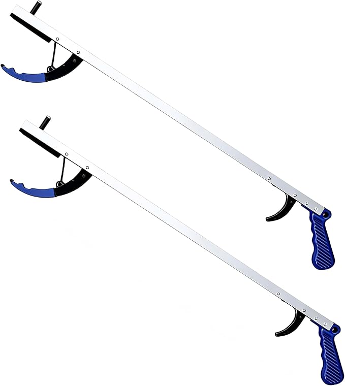 Blue Jay 32" Reacher Grabber Tool for Seniors, 2 Pack - Sturdy Non-Folding Pick Up Stick with Magnetic Tip, Lightweight Long Reach Assist for Elderly, Mobility, & Surgery Recovery