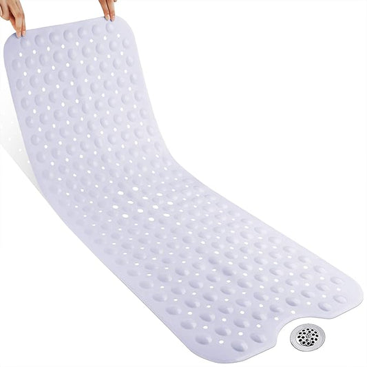 Yimobra 2-Pack Shower Mat Bathtub Mat Non Slip 40 x 16, Bath Mat for Tub Floor with Big Suction Cups and Drain Holes, Machine Washable Shower Mats for Inside Shower, Phthalate Latex Free, White