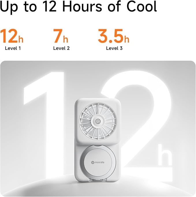 MINI LIFE Mini Multi-Functional Portable Handheld Neck Fan Magnetic Stand | 4-in-1 portable fan works as handheld, neck, desktop fan and magnetic stand for hands-free cooling anywhere