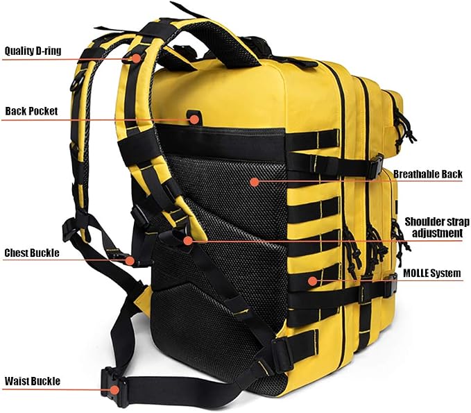 QT&QY 45L Military Tactical Backpacks Molle Army Assault Pack 3 Day Bug Out Bag Hiking Treeking Rucksack…