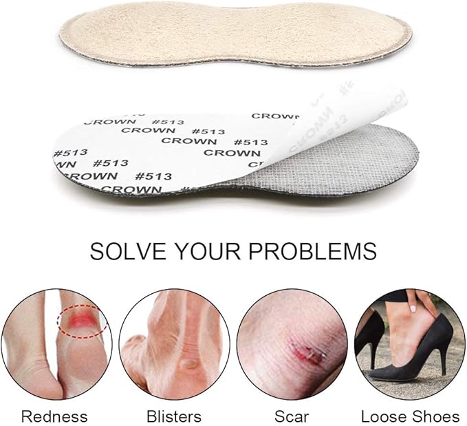 Dr.Foot Heel Grips for Women and Men, Self-Adhesive Heel Cushion Inserts Prevent Slipping, Improve Too Big Shoes, Prevent Rubbing, Blisters, Foot Pain (Beige+Grey+Black)