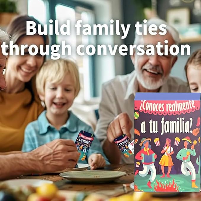 Spanish-English Family Games for Parties | Bilingual Conversation Cards | Fun Board Games for Parties and Evening Entertainment
