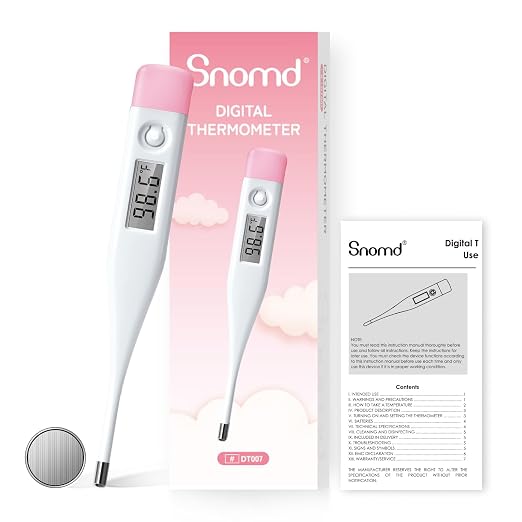 Digital Oral Thermometer for Adults, Children & Baby | LCD display, fast reading, fever alarm, supports oral, rectal & underarm temperature measurement