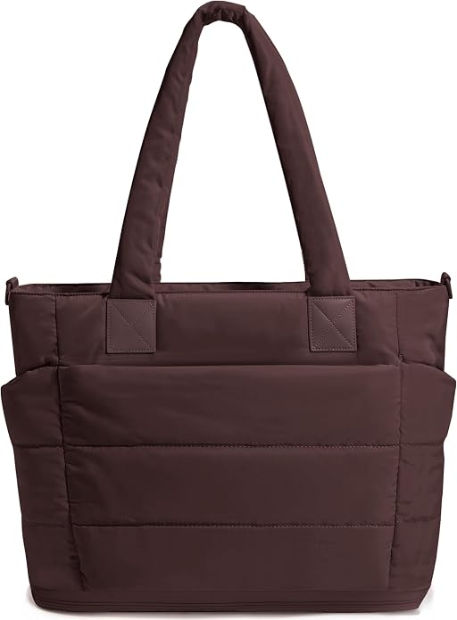 Puffer Tote Bag for Women Quilted Nurse Bag Lightweight Work Bag for Teacher Travel Handbag with Multiple Pockets