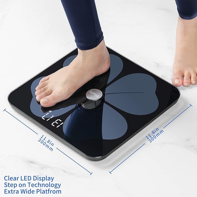 Vitafit Smart Body Fat Weight Scale for Body Composition Monitors, Weighing Professional Since 2001, Digital Wireless Bathroom Scale for BMI Fat Water Muscle with App,400lb, Black