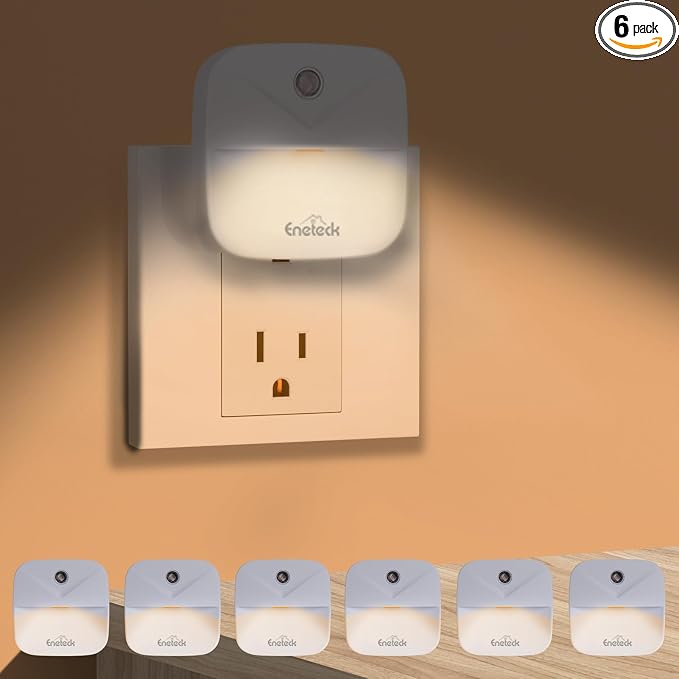 Night Light, LED Night Lights Plug into Wall, Dusk to Dawn Sensing Nightlights, No Glaring Plug in Night Light for Kids Navigating in Bathroom, Kitchen, Hallway, 6 Pack, Warm Light