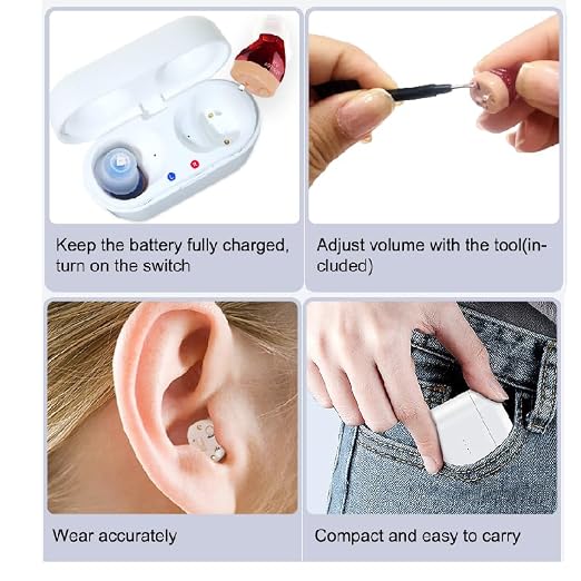 Invisible Hearing Aids for Seniors And Adults，Hearing Amplifier，Rechargeable Hearing Aids with Noise Cancelling,Rechargeable Invisible Hearing Amplifier to Aid Hearing,Sound Amplifier,Mini Invisible