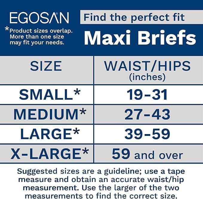 EGOSAN Maxi Incontinence Adult Diaper Brief Maximum Absorbency and Adjustable Tabs for Men and Women (Diapers, 2 Count (Medium Sample))