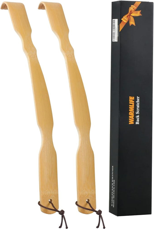 WARMLIFE Back Scratcher, 2 Pack Back Scratcher for Men & Women, 17 Inch Curved Long Handle Bamboo Backscratchers for Adults, Ideal Gifts for Mom and Dad