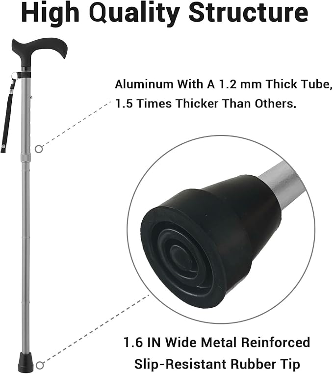 Walking Cane - Collapsible Adjustable Folding Canes for Men & Women, Walking Stick with for Seniors & Adults
