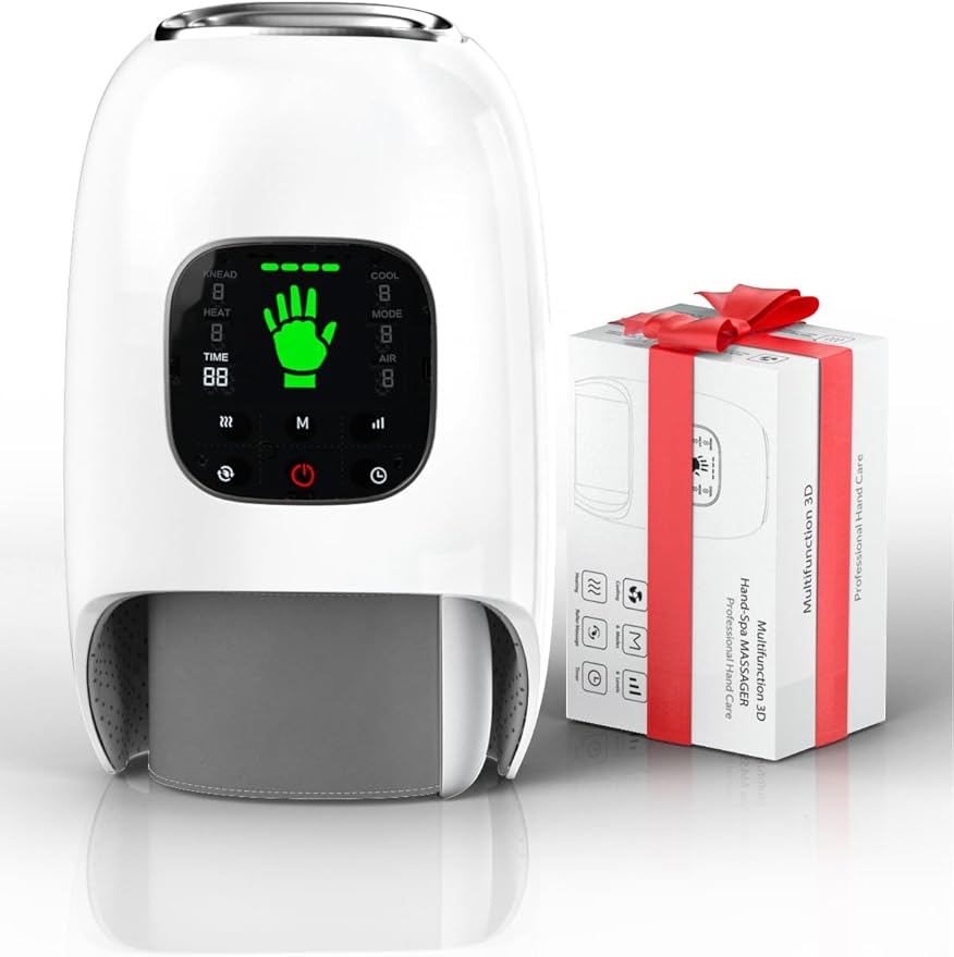 FadFun Hand Massager with Heat and Compression,Hand Massage for Hot and Cold Therapy Relief, Wrist Massager for Arthritis and Carpal Tunnel Relief,6 Modes and 6 Intensity Levels,Gifts for Mom Dad