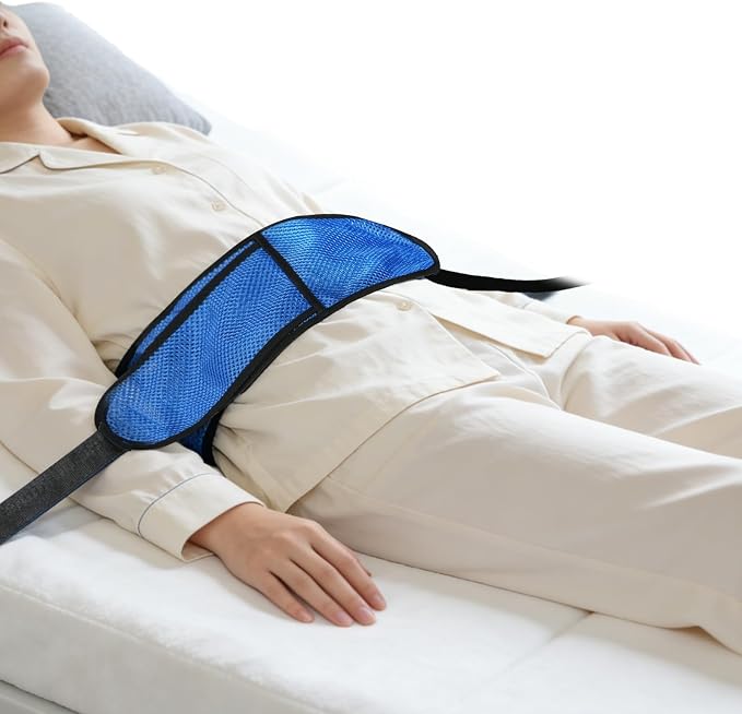 Medical Bed Restraint Strap for Elderly, Anti-Fall Waist Belt for Elderly, Adjustable Wheelchair Seat Safety Belt,Medical Bed Safety Assist, Mesh Style Navy Blue