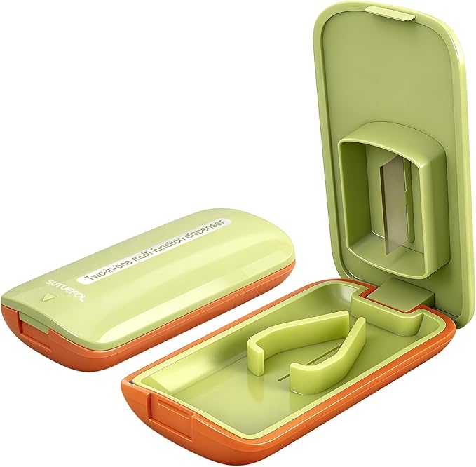 JohnBee Pill Cutter - Sharp & Durable Silicone Pill Splitter, Non-Slip Base, Portable Tablet Cutter for Daily Medication, Vitamins & Supplements. Designed for Swallowing Difficulties & Pets (Green) | Sharp & Durable Silicone Pill Splitter, Non-Slip Bas...