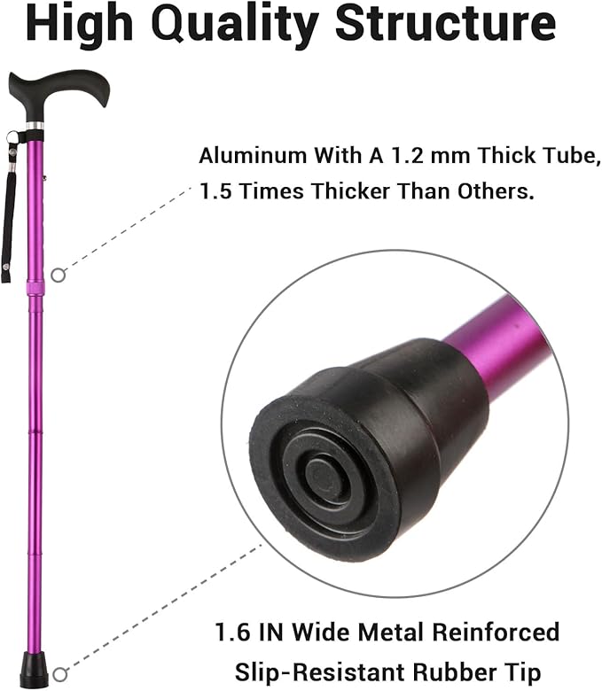 Walking Cane - Collapsible Adjustable Folding Canes for Men & Women, Walking Stick with for Seniors & Adults