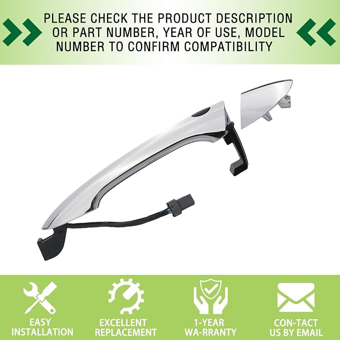 Exterior Door Handle Front Right Passenger Side with Smart Entry Without Keyhole Compatible with 2011-2015 Hyundai Sonata Hybrid Replaces 82651-3S210 82652-3S030