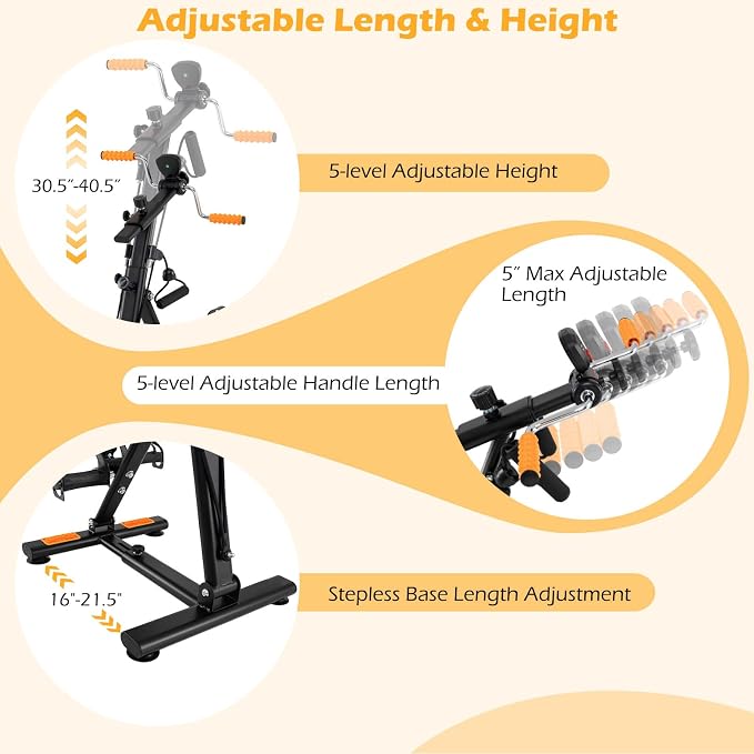 GYMAX Pedal Exerciser Bike Arm Leg Knee Physical Therapy Peddler, Adjustable Fitness Equipment Home Exercise Bike with LCD Monitor for Seniors Total Body Workout, Elderly Rehab