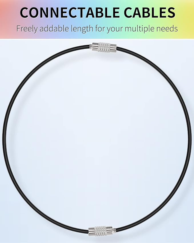Uniclife 4 Inch Wire Keychain Cable Heavy Duty Stainless Steel Key Ring | Large Holder for Luggage Tag Keeper Travel, 1.8 mm Braided, 4.8 Inch Length, 1.6 Diameter, 80 lbs Hold, Corrosion Resistant