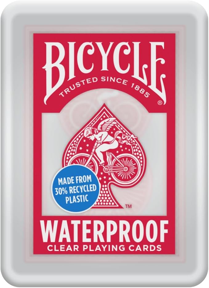 Bicycle Waterproof Playing Cards Red Plastic Deck Pool Beach | 100% waterproof and washable, Modern Cupid Back design, Protective clamshell case included, Durable yet flexible