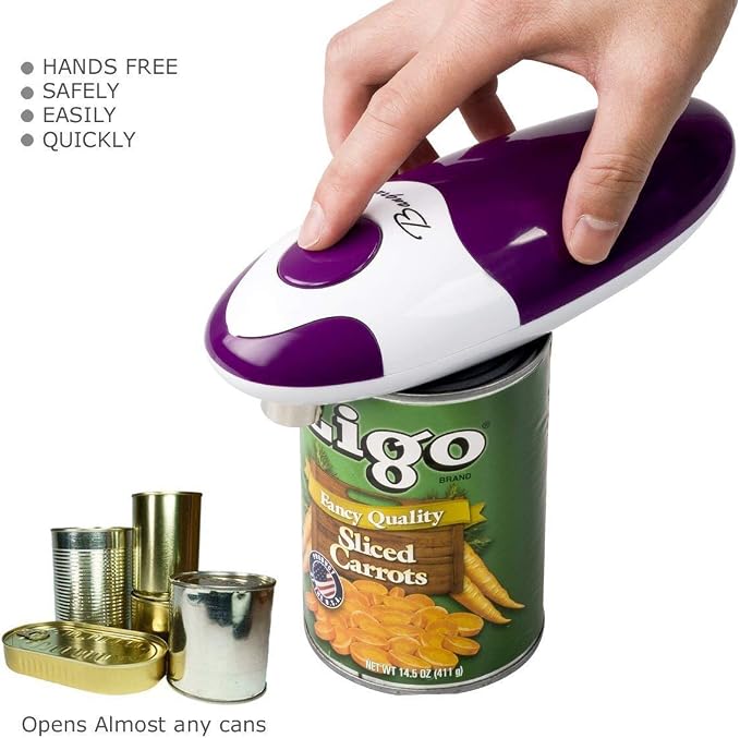 Kitchen Automatic Safety Cordless One Tin Opener&Bangrui Professional Electric Opener.One-touch switch .Smooth can edge.Being friendly to left-hander and arthritics!(Purple)