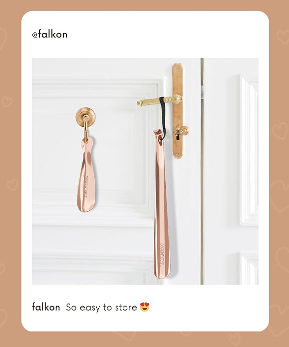 FALKON Metal Shoe Horns for Women – 16.5" Long & 7.5" Short Set | Durable Shoe Horn Long Handle for Seniors, Travel, Recovery