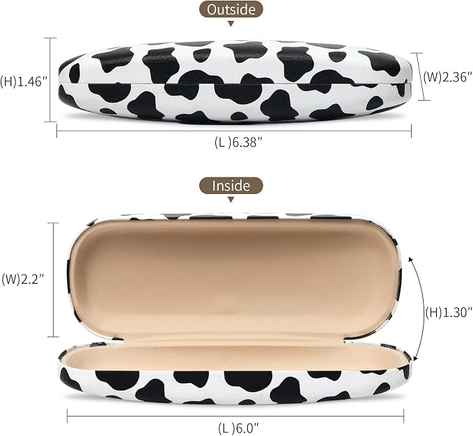 Glasses Case Hard Shell, Leather Protective Case for Sunglasses with Cleaning Cloth, Cute Eyeglass Cases for Women
