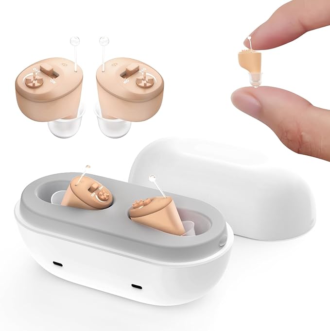 Hearing Aids for Seniors Rechargeable Not Amplifier, OTC In-the-Ear Hearing Aid, Hearing Aides for Adults Men Women Elderly Hearing Loss, Invisible Hearing Ear Buds Earbuds